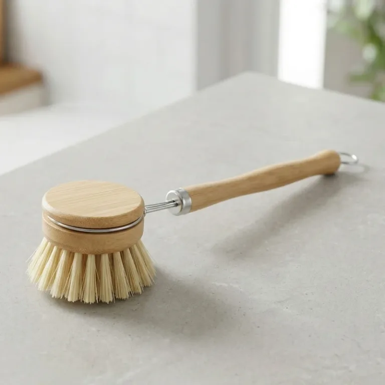 bamboo dish scrub brush, wooden dish scrubber