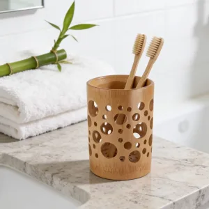 Porte-brosse à dents en bambou avec trous