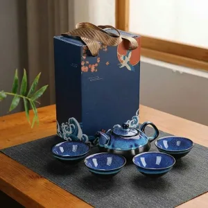 Ensemble de théière et tasses en céramique 5 pièces