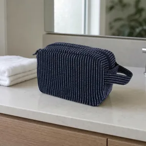 Grande trousse de toilette rayée pour articles de toilette