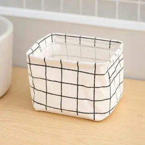 Panier de rangement en tissu façon lin pour articles de toilette avec poignées