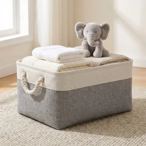 Grand panier de rangement en lin pour organiser les articles de toilette