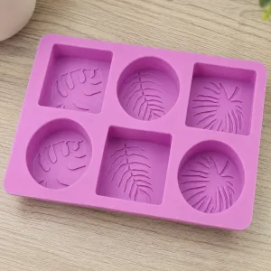 Moule en silicone à 6 cavités en forme de feuille pour loisirs créatifs