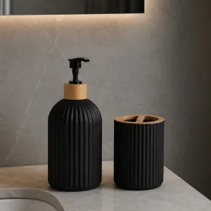 Ensemble distributeur de savon pour les mains et porte-brosses à dents pour plan de travail de salle de bain