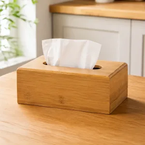 Boîte de rangement en bois pour mouchoirs, porte-serviettes en bambou