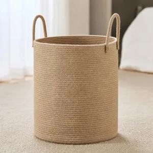 Grand panier de rangement à linge en corde de coton, organisateur tissé élégant