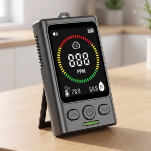 Mini moniteur autonome rechargeable de qualité de l’air, détecteur de monoxyde de carbone avec alarme CO