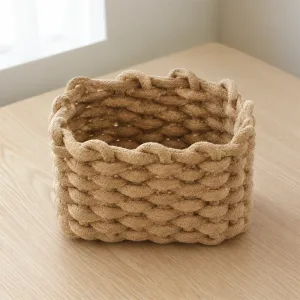 Panier de rangement en corde de coton, organiseur tissé élégant