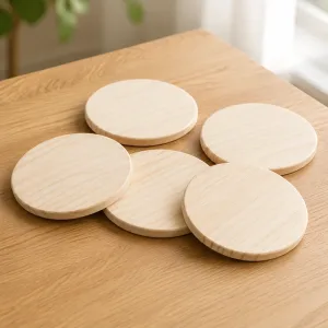 Lot de 5 dessous de verre en bois brut DIY pour loisirs créatifs