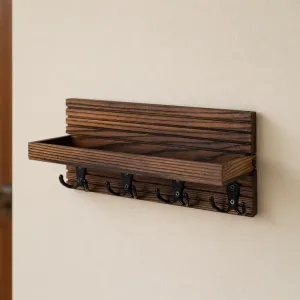Porte-clés mural en bois pour couloir