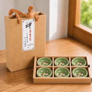 Ensemble de 6 tasses à thé chinoises poisson doré