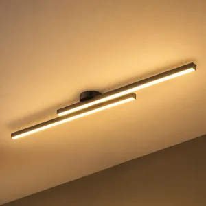 Lustre plafonnier affleurant minimaliste en bande de fer, LED dimmable avec télécommande