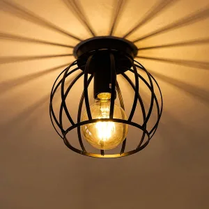 Plafonnier LED moderne en cage de fer à montage affleurant avec lustre simple