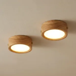 Lot de 2 spots de plafond LED encastrés ajustables en bois