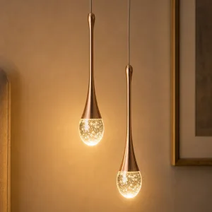 Lustre moderne en cristal avec suspensions réglables