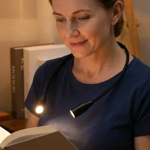 Lampe de lecture LED réglable à porter autour du cou avec bras flexibles pour seniors