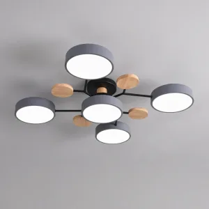 Lustre moderne rond à montage affleurant avec plafonniers LED réglables