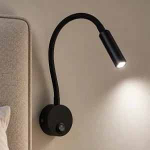 Applique murale de chevet en aluminium avec col de cygne réglable et LED
