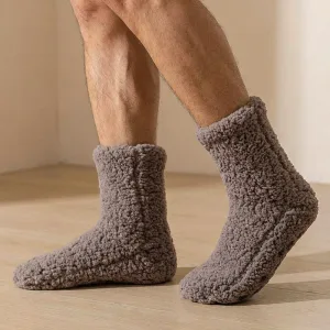 Chaussettes duveteuses thermiques chaudes antidérapantes