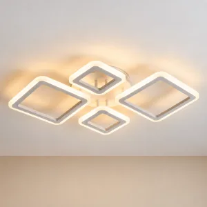 Lustre plafonnier carré nordique moderne à LED dimmables avec télécommande